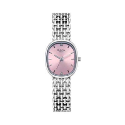 Titan Raga 95430SM01 Analog Pink Dial Silver Metal Strap Women Watch